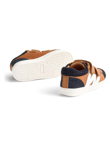 Leren sneakers "Walther" lichtbruin/donkerblauw
