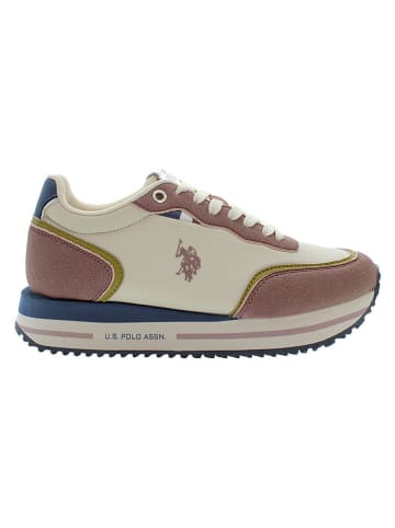 Sneakers crème/lichtroze/donkerblauw