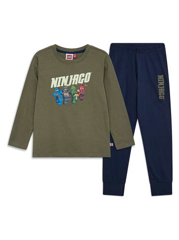 Pyjama in Khaki/ Dunkelblau