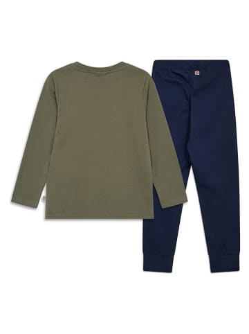 Pyjama in Khaki/ Dunkelblau