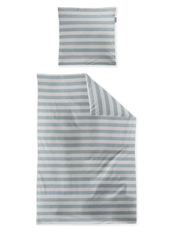 Satin-Bettwäsche-Set in Creme/ Türkis