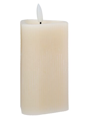 LED-Kerze "Riffle" in Creme - (B)7 x (H)12,5 x (T)7 cm