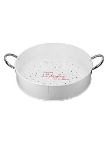 Tablett "Leichtigkeit" in Weiß - (H)10 x Ø 30 cm