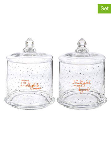 2er-Set: Vorratsgläser "Leichtigkeit" in Orange - (H)18 x Ø 13 cm