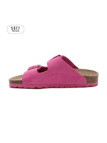 Leren slippers roze