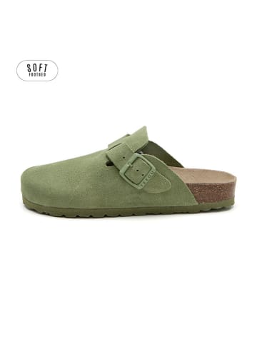 Leder-Clogs in Grün