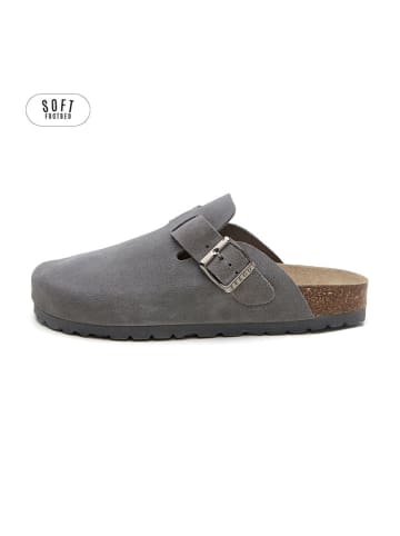 Leder-Clogs in Grau