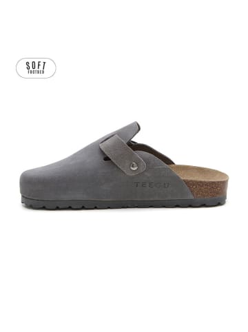 Leder-Clogs in Grau