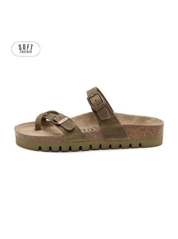Skórzane japonki w kolorze khaki