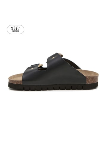 Leder-Pantoletten in Schwarz