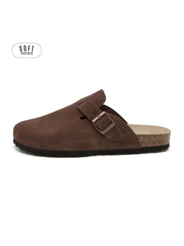 Leder-Clogs in Braun