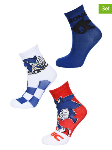 3-delige set: sokken "Sonic" donkerblauw/wit/rood