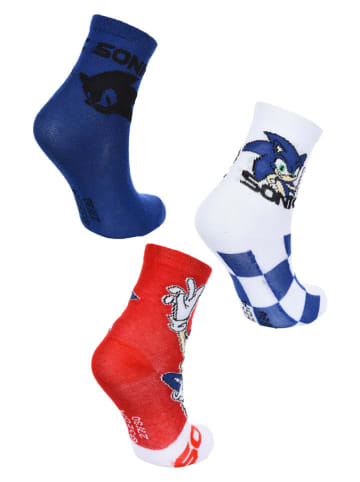 3-delige set: sokken "Sonic" donkerblauw/wit/rood