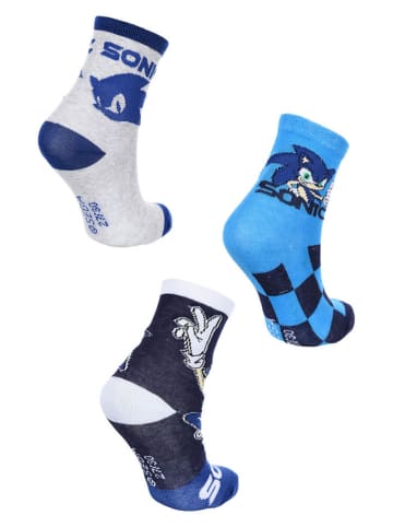 3-delige set: sokken "Sonic" grijs/blauw/donkerblauw