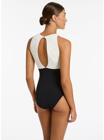 Badeanzug in Creme/ Schwarz