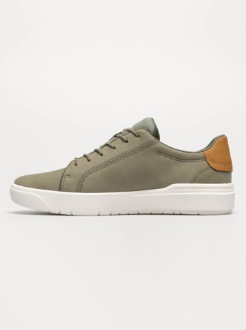 Leder-Sneakers in Khaki