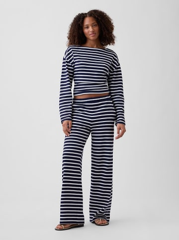 Broek donkerblauw/wit