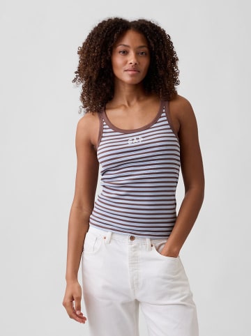 Top in Braun/ Hellblau