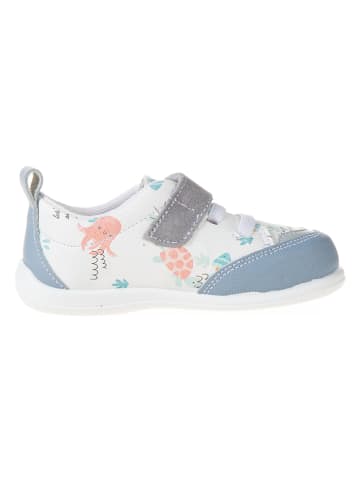 Leren barefootschoenen lichtblauw/wit