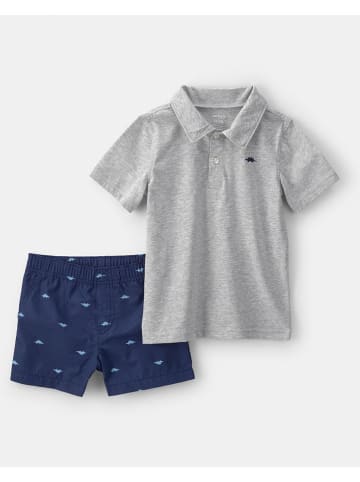2-delige outfit grijs/donkerblauw