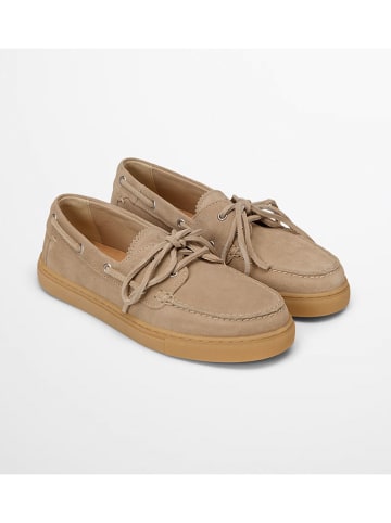 Leren veterschoenen beige