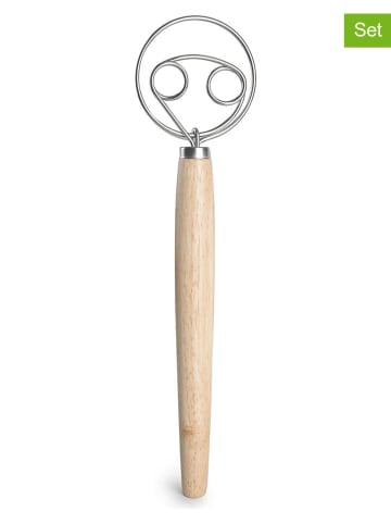 2er-Set: Schneebesen in Silber/ Hellbraun - (L)33,7 cm