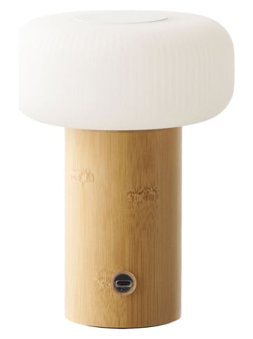 LED-Tischleuchte "Stafford" in Weiß/ Beige - (H)18 x Ø 13,5 cm