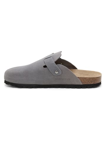 Leder-Clogs in Grau