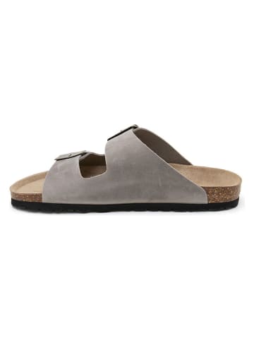 Leder-Pantoletten in Grau