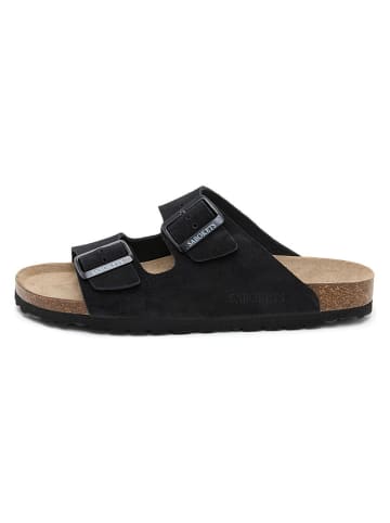 Leder-Pantoletten in Schwarz