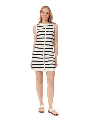 Kleid in Creme/ Dunkelblau
