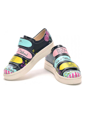 Slipper in Schwarz/ Türkis/ Rosa