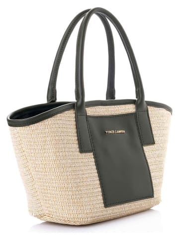 Henkeltasche "Amalfi" in Beige/ Grün - (B)38 x (H)19 x (T)12 cm