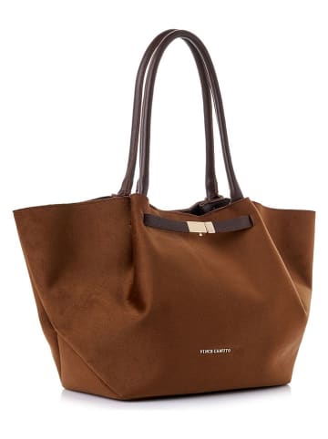 Shopper bag w kolorze jasnobrązowym - 52 x 27 x 13 cm