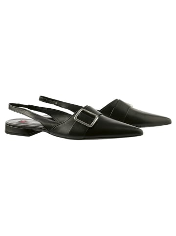 Leder-Slingballerinas in Schwarz