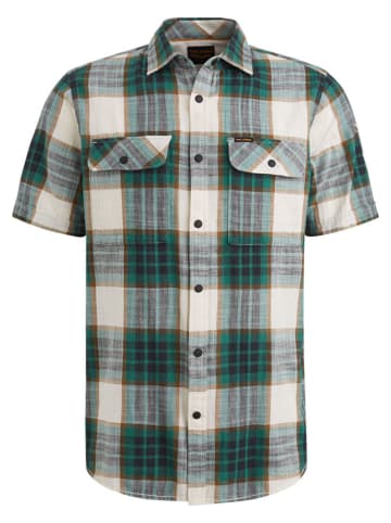 Hemd - Regular fit - in Creme/ Grün