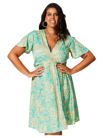 Kleid in Türkis/ Beige