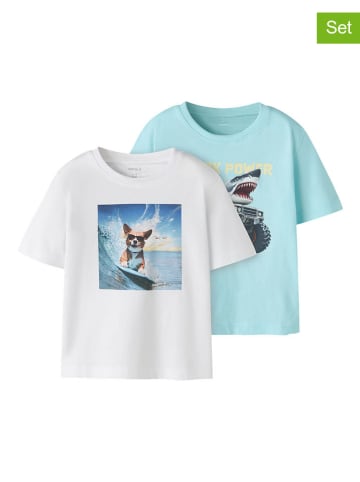 2-delige set: shirts "Voto" wit/lichtblauw