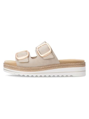 Leder-Pantoletten in Beige