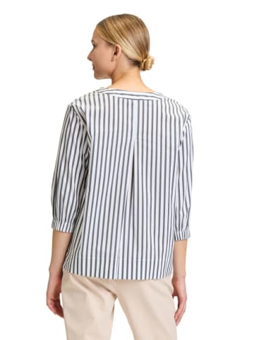 Blouse crème/donkerblauw