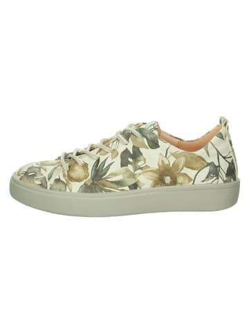 Leder-Sneakers "Gring" in Grün/ Beige