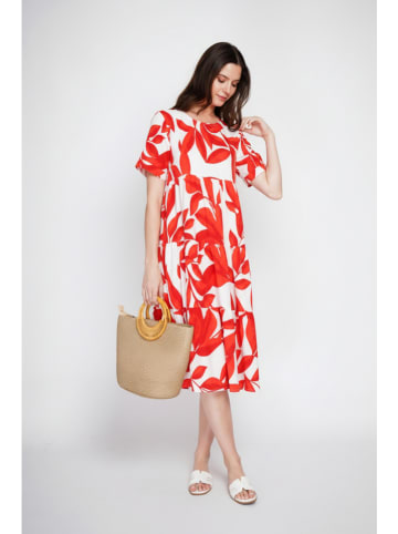 Kleid in Weiß/ Rot