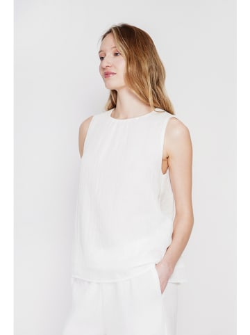 Lniany top w kolorze białym