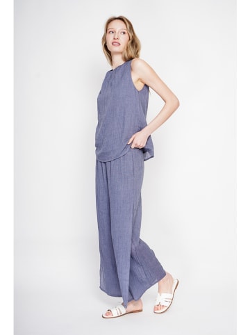 Leinen-Top in Blau
