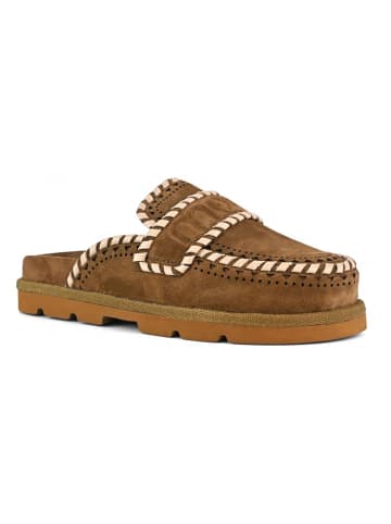 Leder-Clogs in Hellbraun
