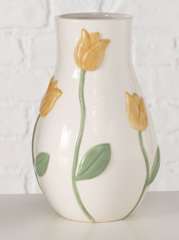 Vaas "Lisette" wit/geel/groen - (H)20 cm