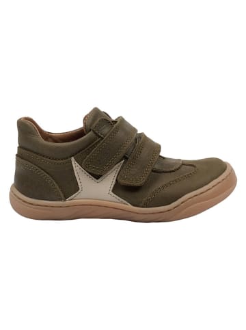 Leder-Sneakers in Khaki