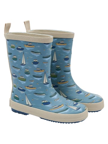 Gummistiefel in Beige/ Hellblau