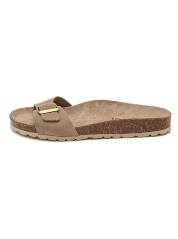 Leren slippers lichtbruin
