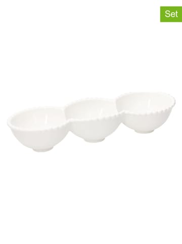 Miski (3 szt.) "Ornament Pearl" w kolorze białym do serwowania - dł. 27,5 cm